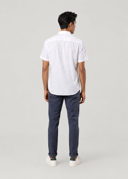 Camisa manga corta lino blanca