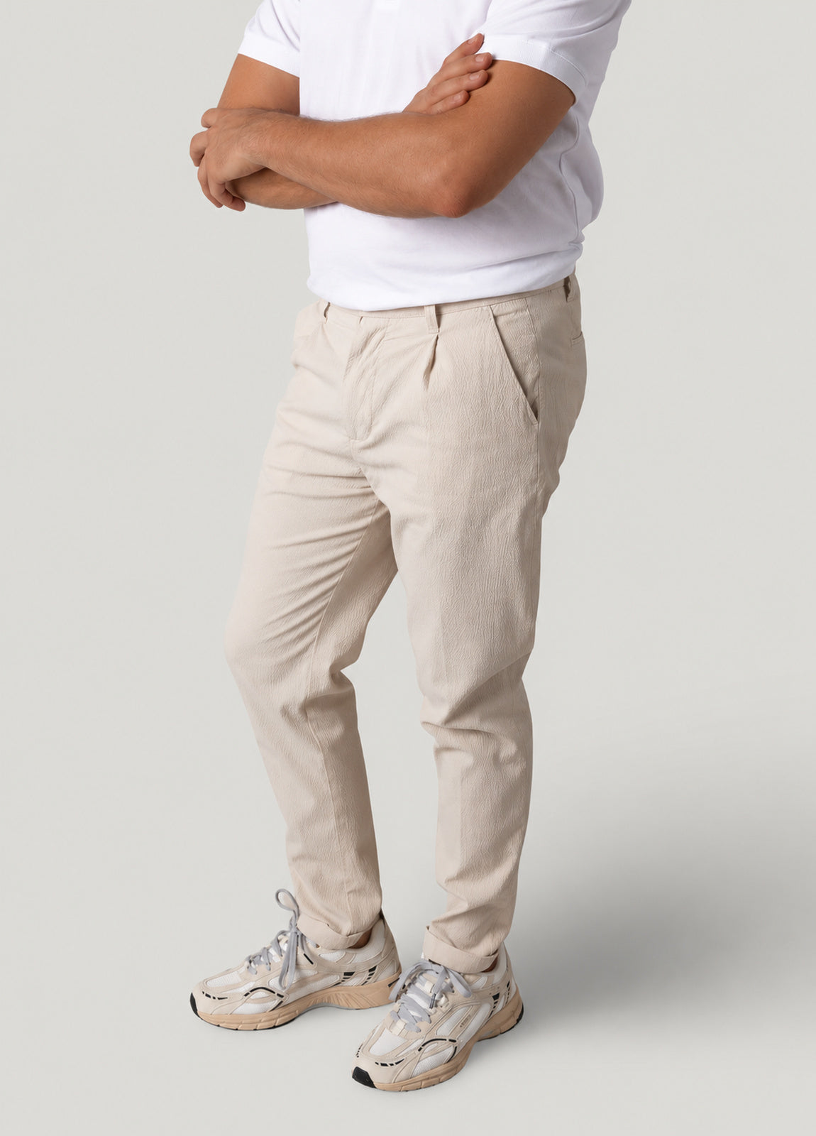 Pantalón sport seersucker beige