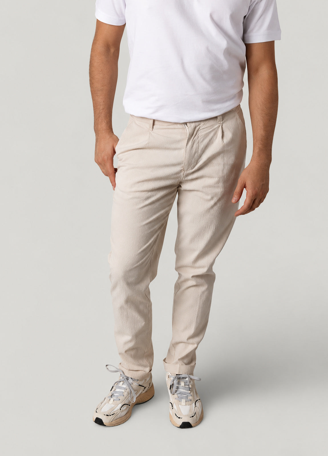 Pantalón sport seersucker beige