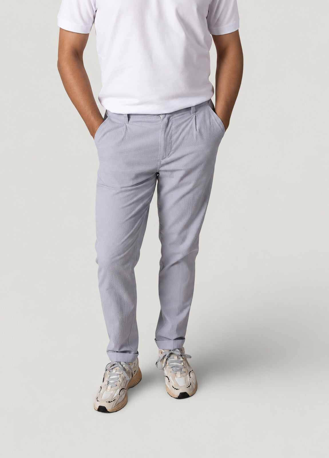 Pantalón sport seersucker azul
