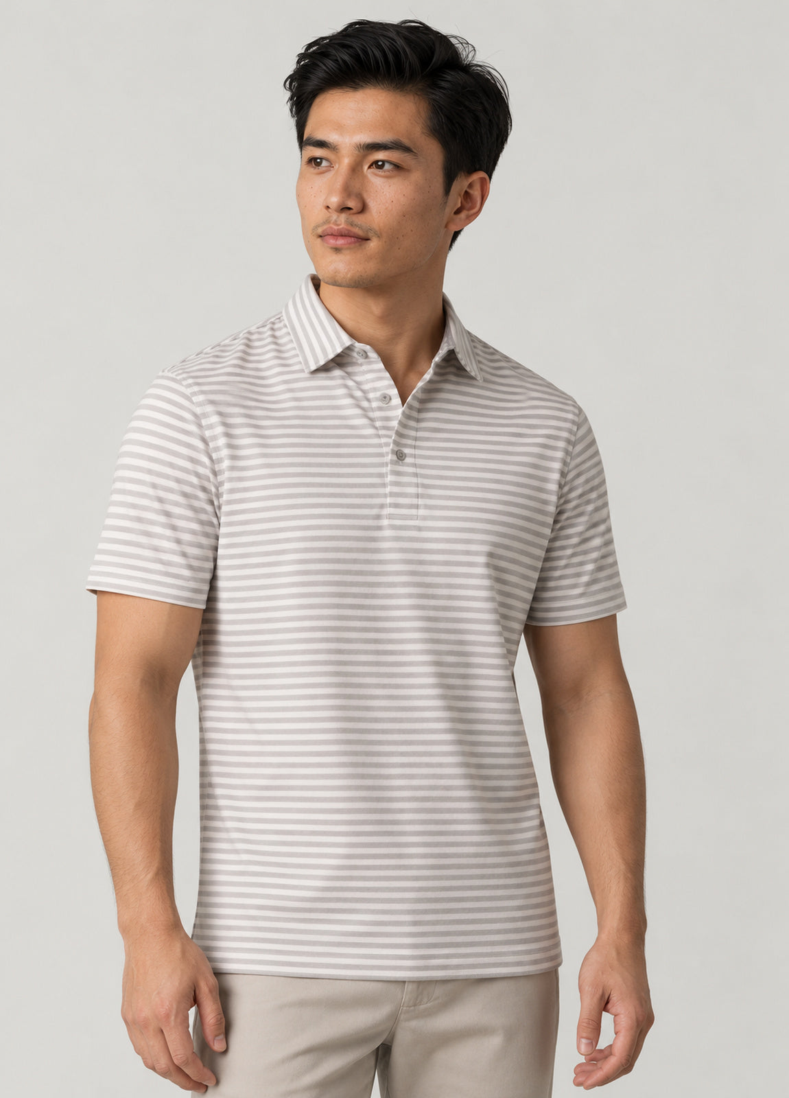 Polo manga corta rayas gris