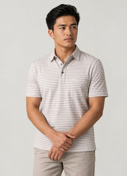 Polo manga corta rayas gris