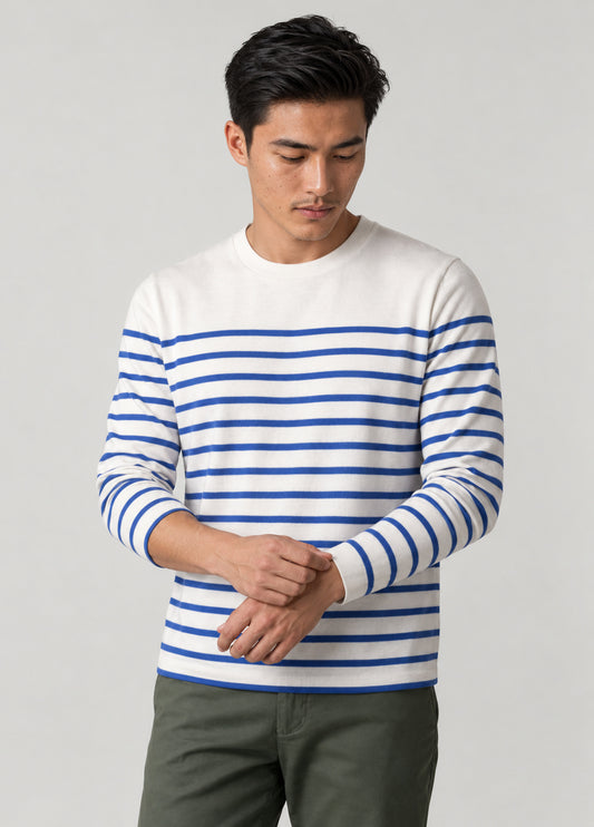 Camiseta manga larga rayas azul