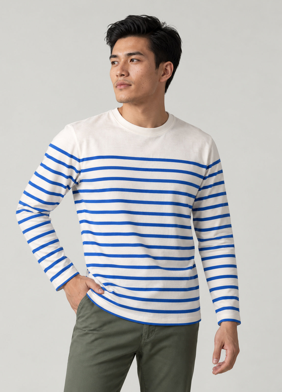 Camiseta manga larga rayas azul