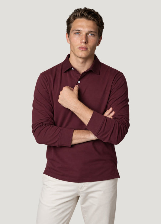Jersey Polo L/S Jersey 2 Botones Burdeos