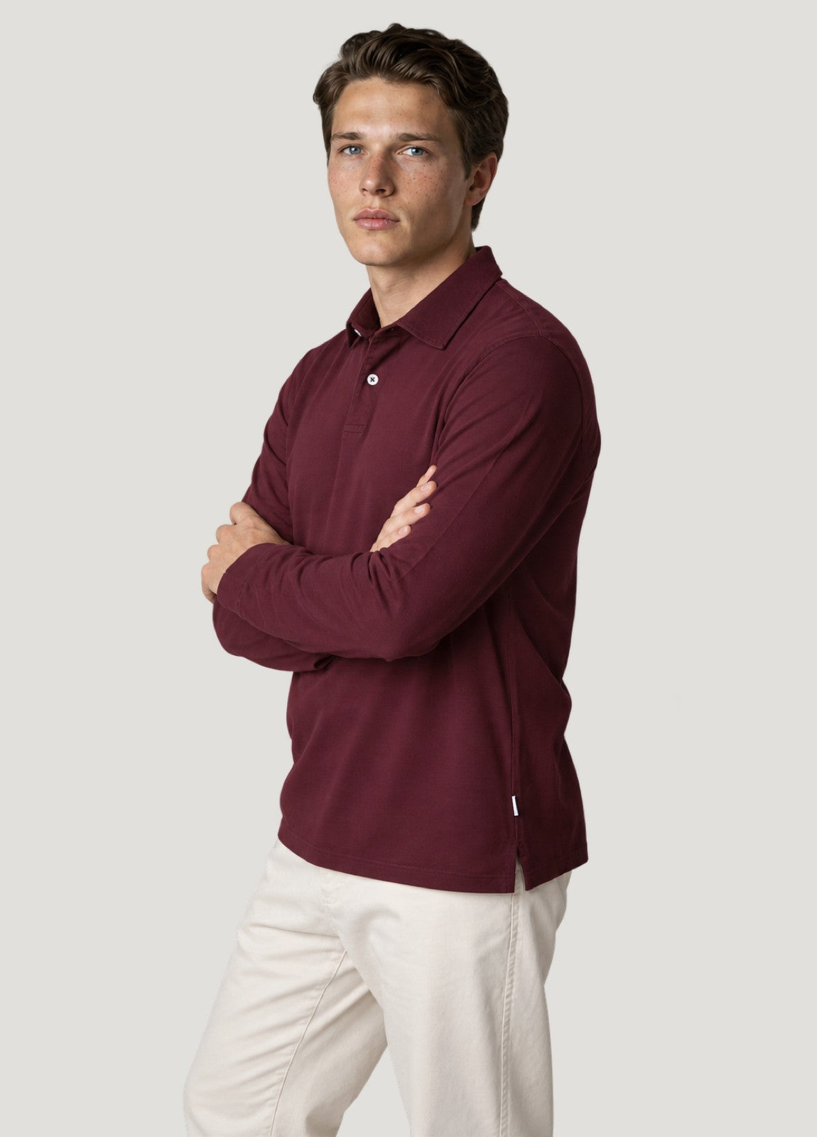 Jersey Polo L/S Jersey 2 Botones Burdeos