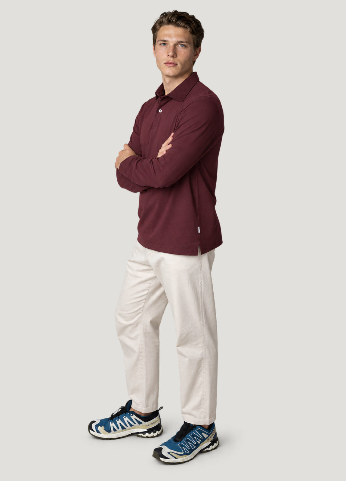 Jersey Polo L/S Jersey 2 Botones Burdeos