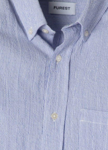 Blue striped seersucker shirt