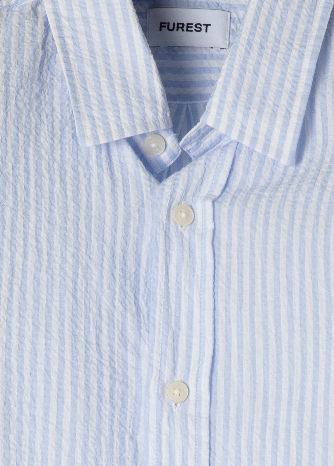 Light blue striped seersucker shirt