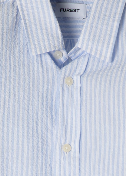 Light blue striped seersucker shirt