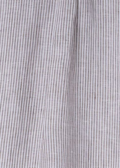 Striped brown linen mandarin collar shirt