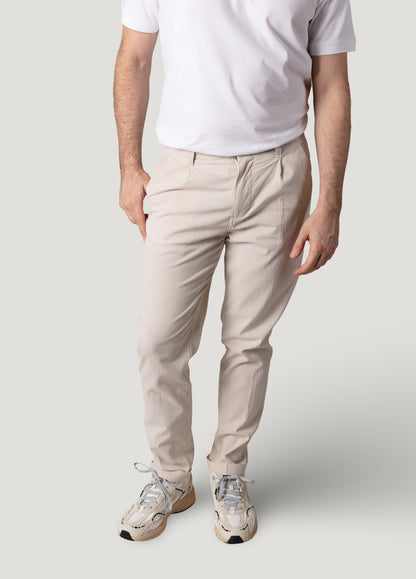 Pantalón sport seersucker beige