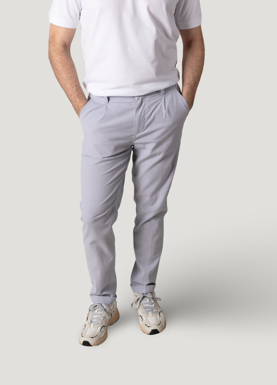 Pantalón sport seersucker azul