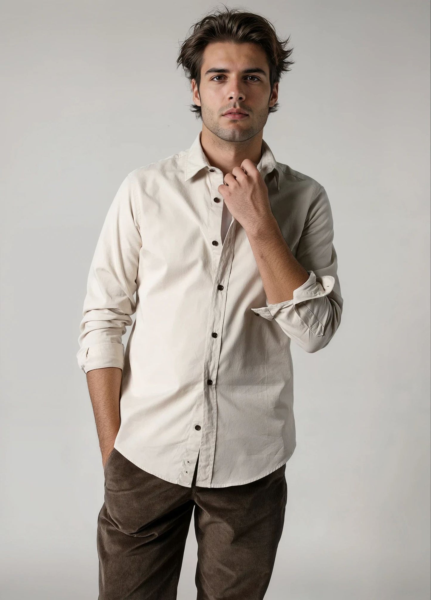 Camisa sport sarga beige
