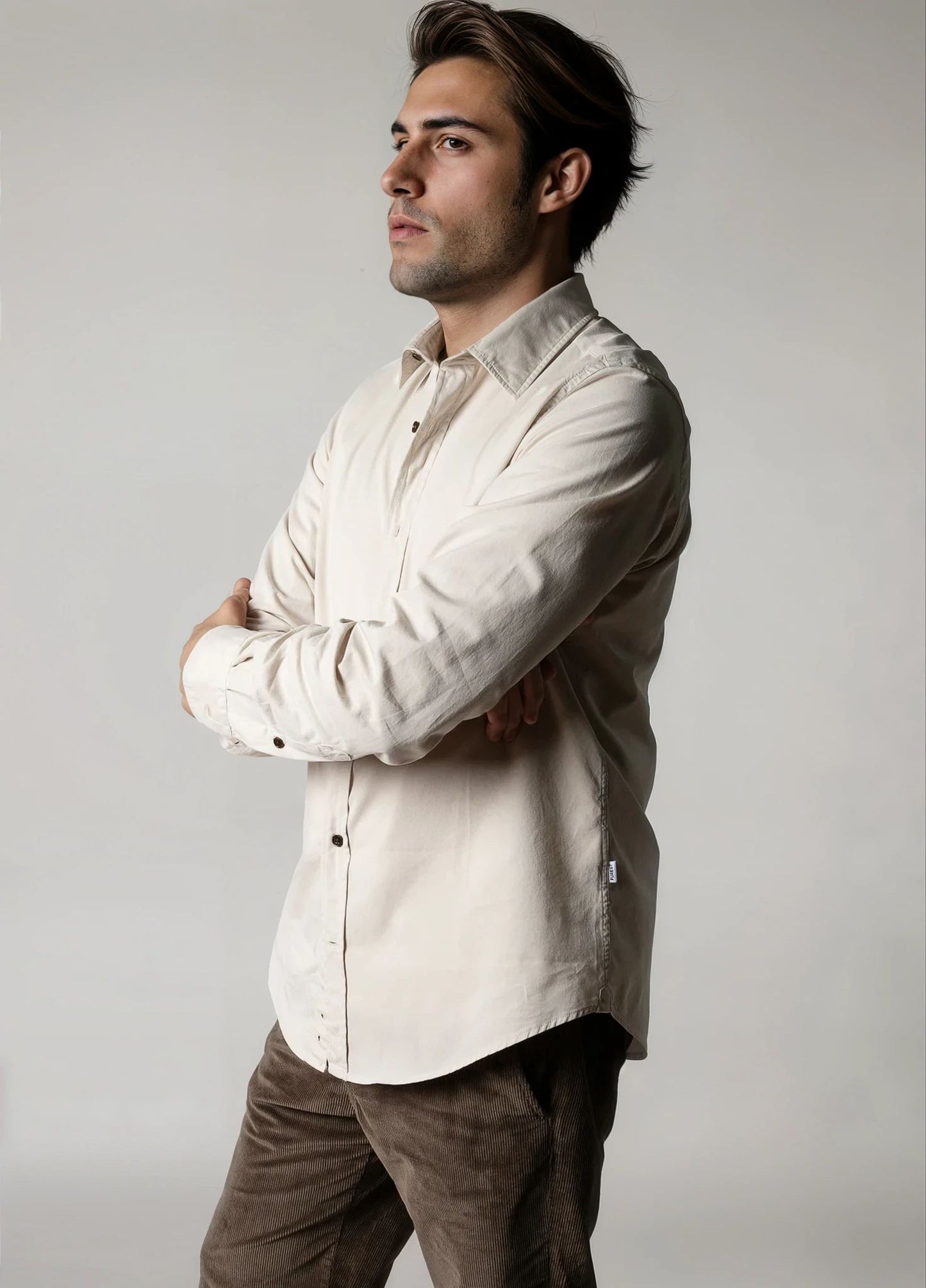 Camisa sport sarga beige