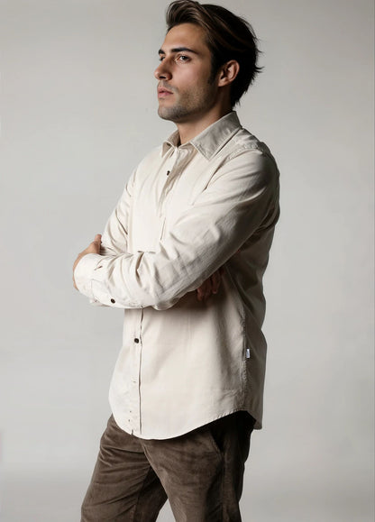 Camisa sport sarga beige