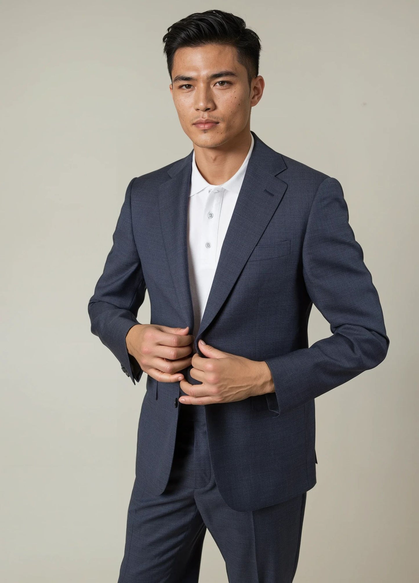 Traje textura azul