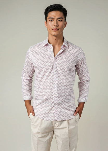Camisa sport estampado floral malva