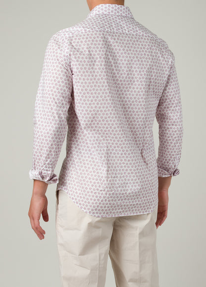 Camisa sport estampado floral malva