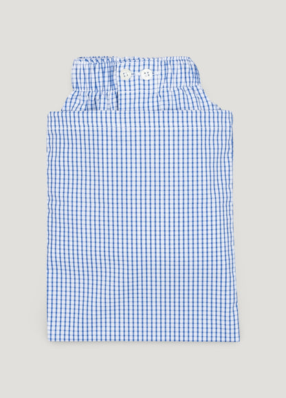 Blue checkered boxer