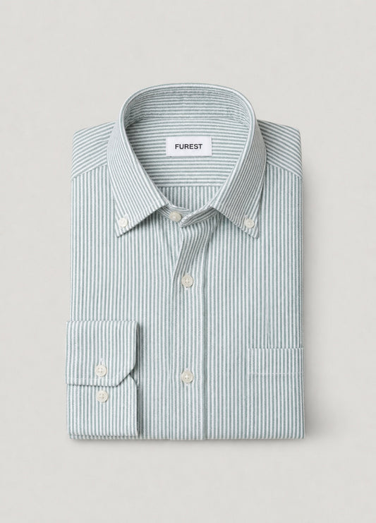 Green striped oxford shirt