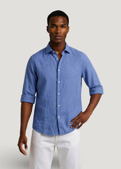 Camisa lino azul tinta