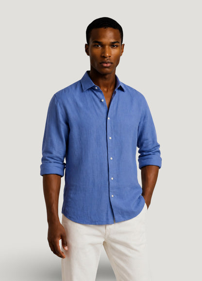 Camisa lino azul tinta