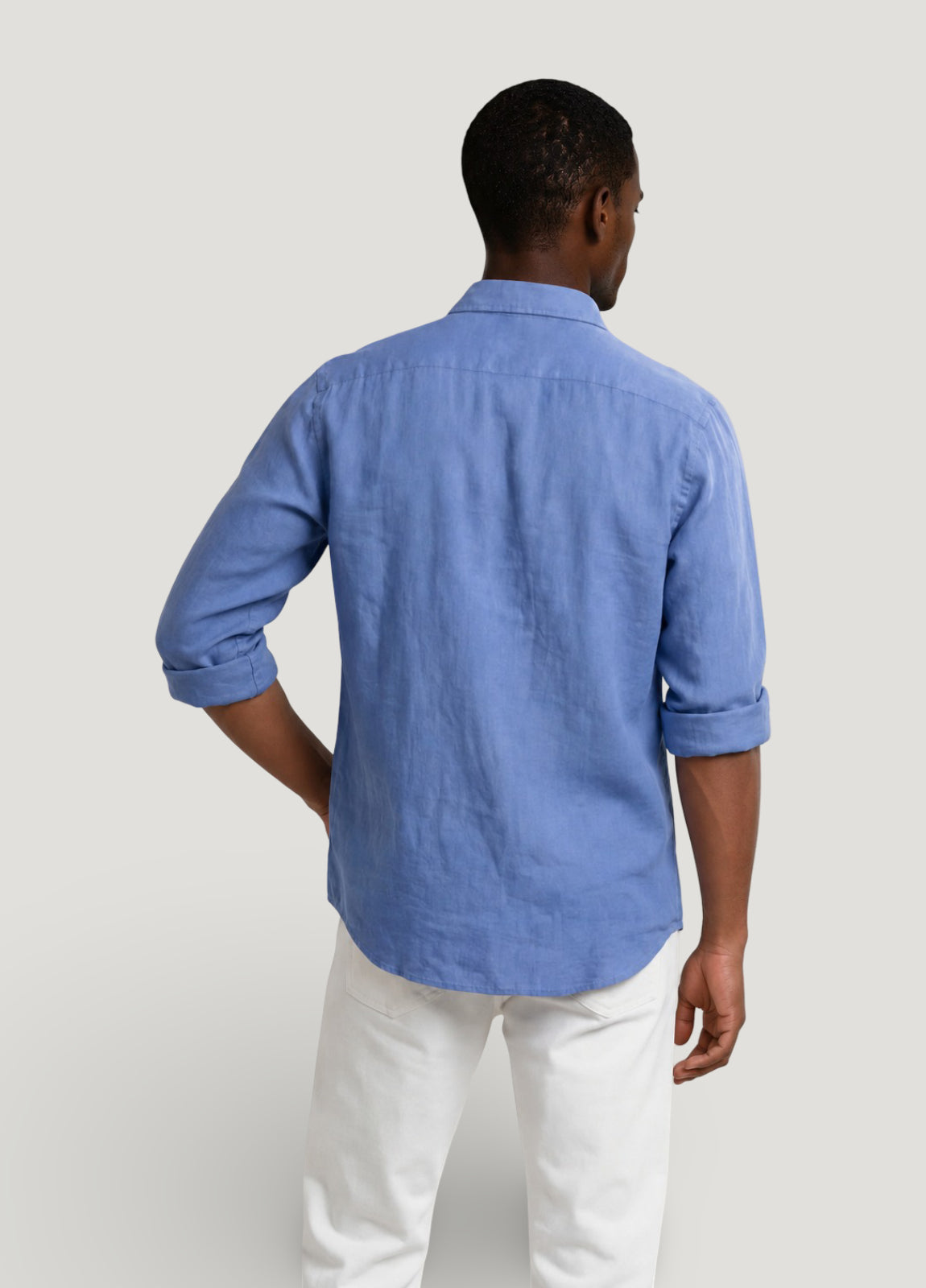 Camisa lino azul tinta