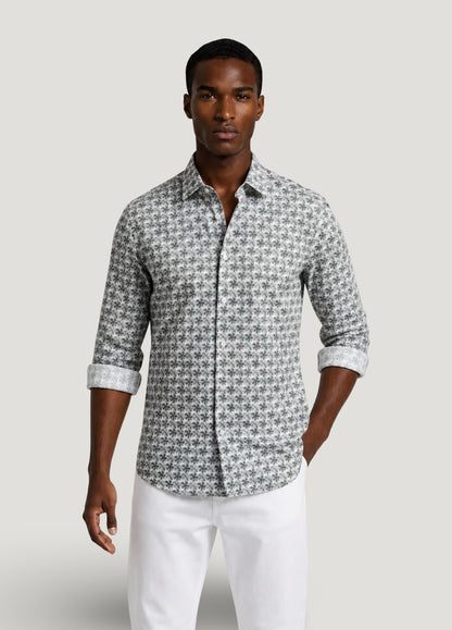 Green floral print shirt