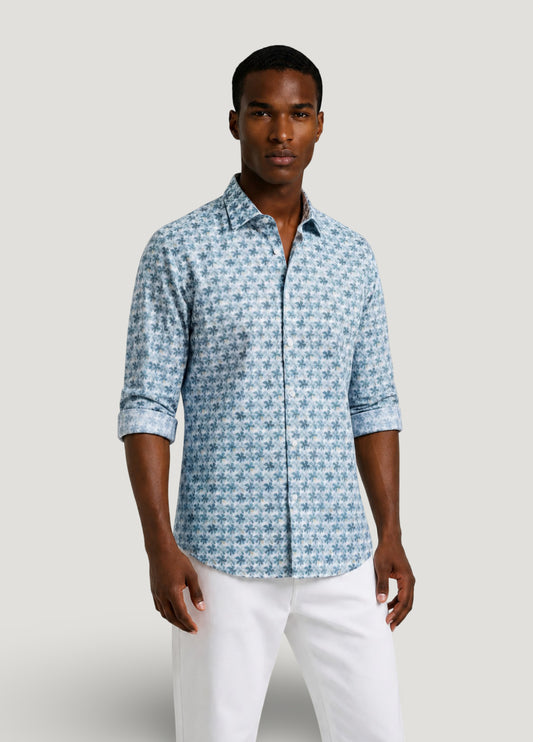 Blue floral print shirt