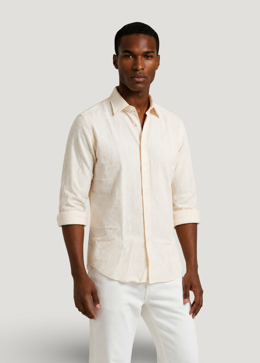 Yellow striped seersucker shirt