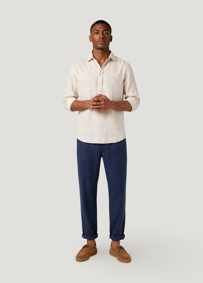 Camisa polera lino y algodón crudo