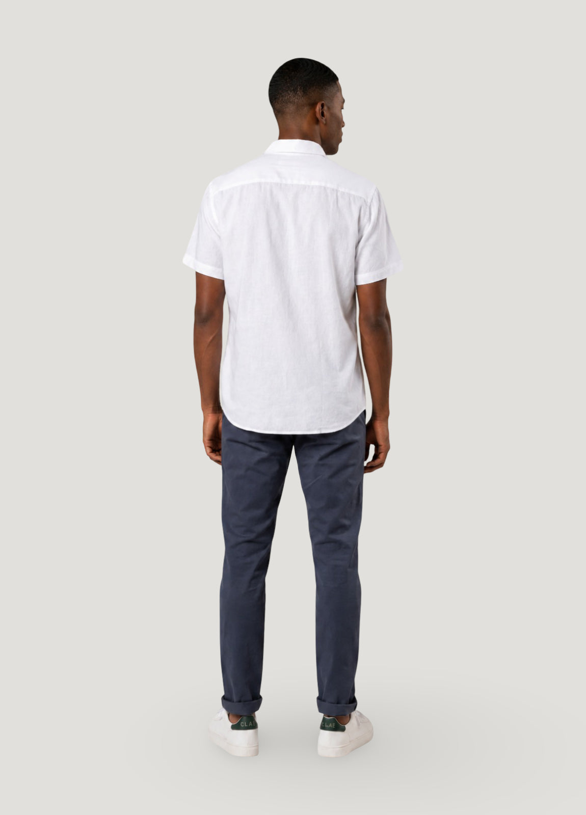 Camisa manga corta lino blanca