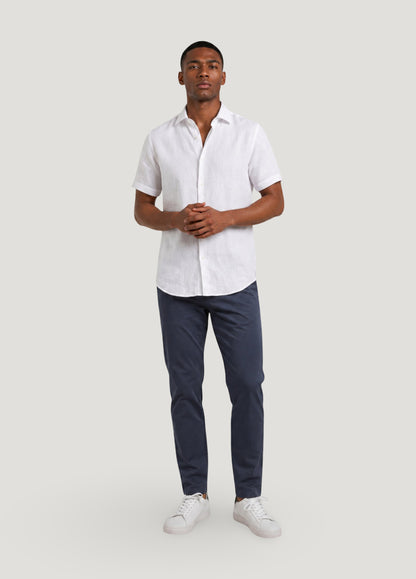 Camisa manga corta lino blanca