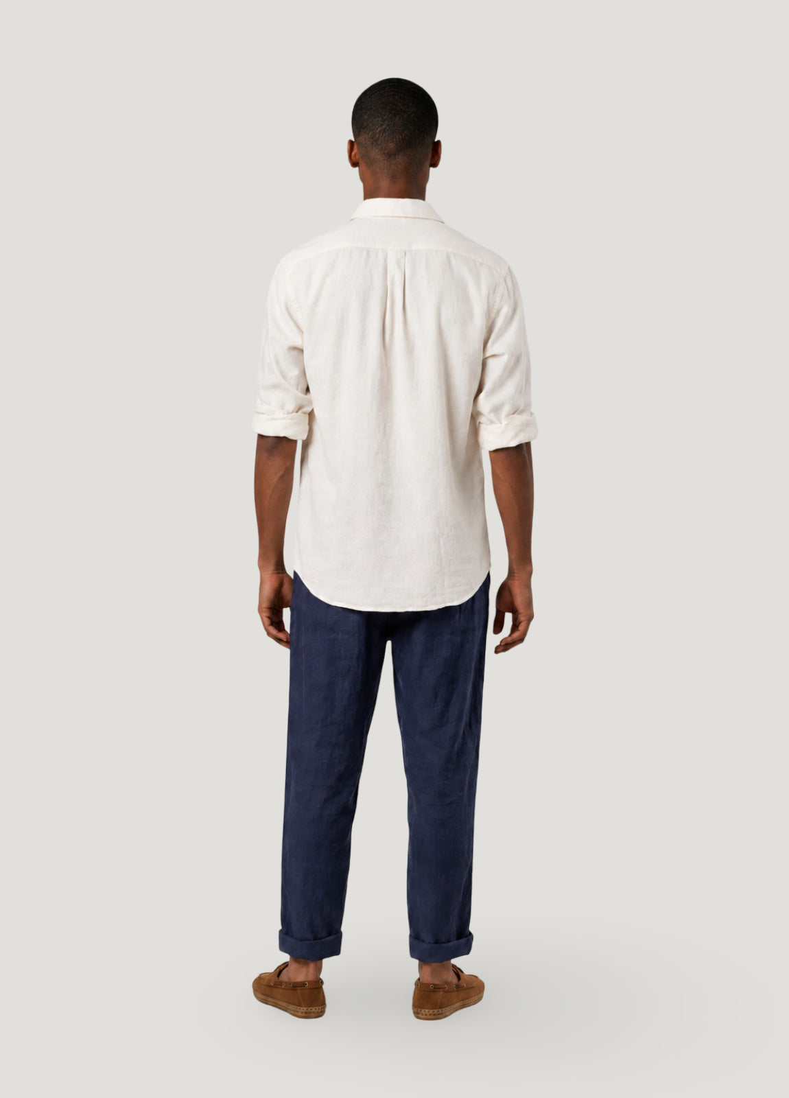 Camisa polera lino y algodón crudo