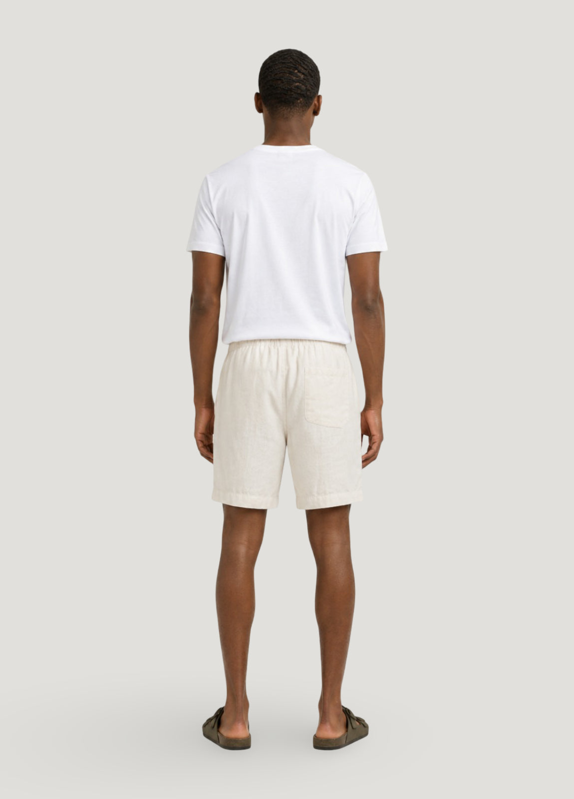 Raw linen jogger shorts