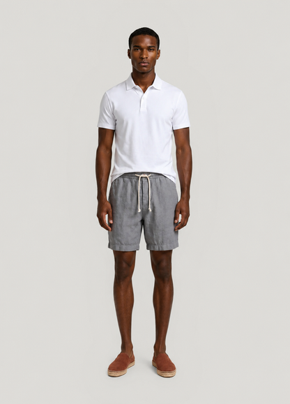 Lead-colored linen jogger shorts