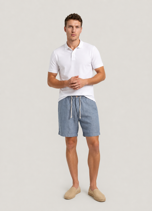 Bermuda jogger lino azul