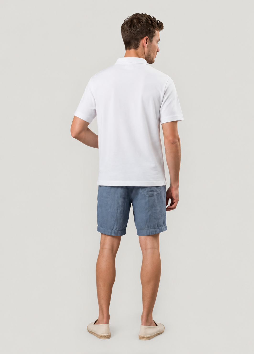 Blue linen jogger shorts