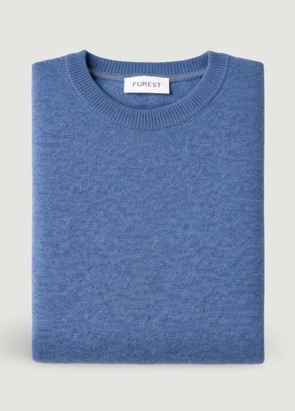 Jersey cuello redondo lana azul