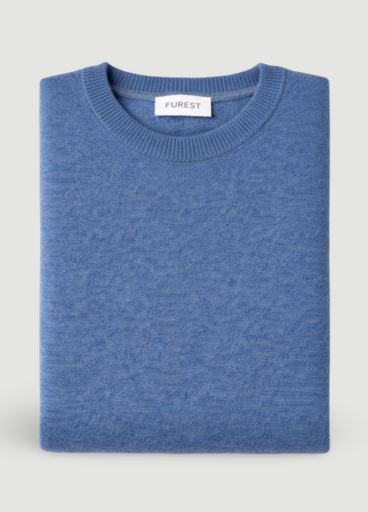 Jersey cuello redondo lana azul