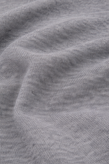 Mid-gray round-neck wool sweater