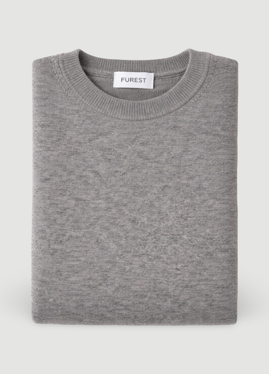 Jersey cuello redondo lana gris medio