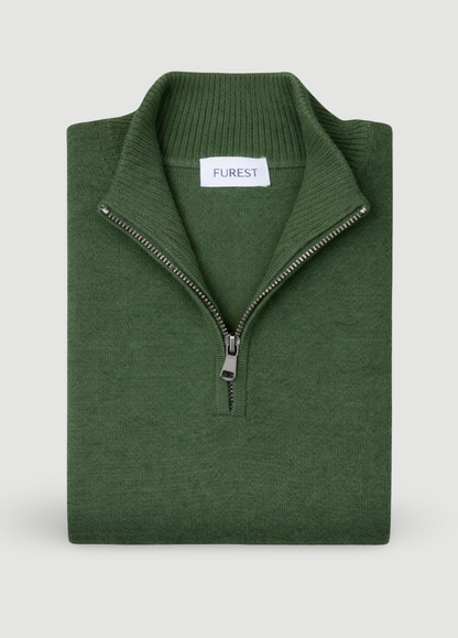 Jersey cuello zip lana kaki