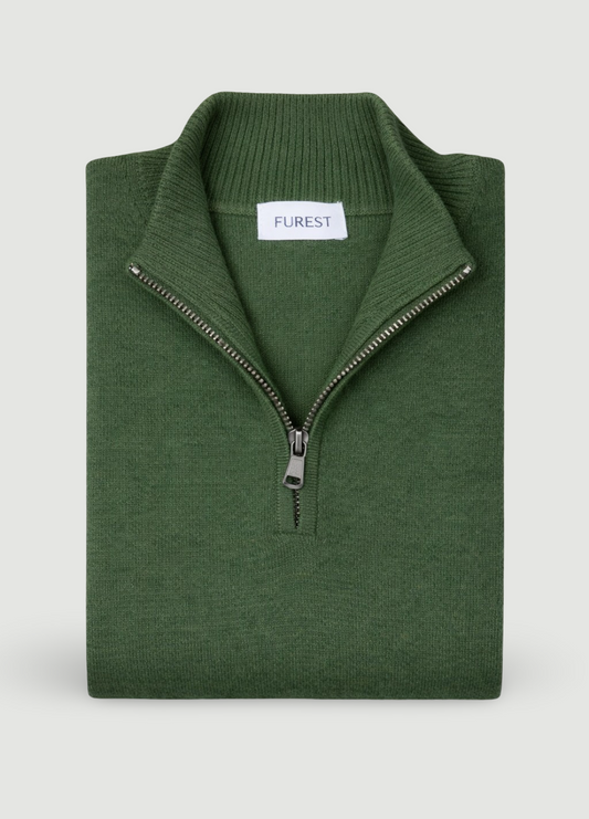 Jersey cuello zip lana kaki