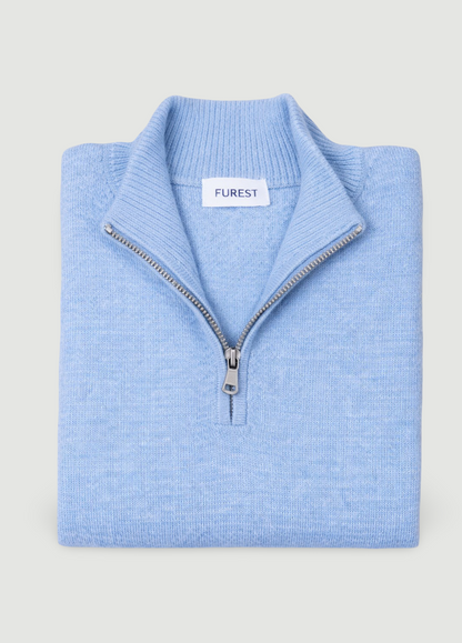 Jersey cuallo zip lana celeste