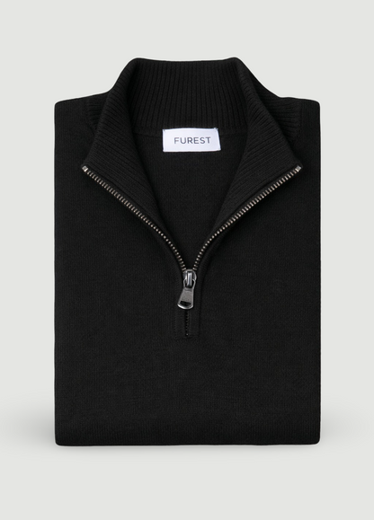 Jersey cuello zip lana negro