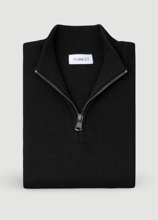 Jersey cuello zip lana negro