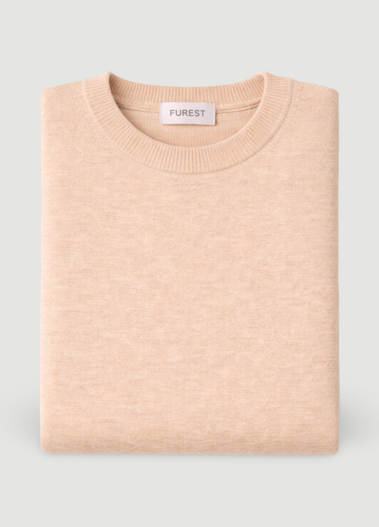Jersey cuello redondo lana beige