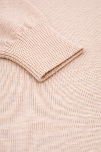 Jersey cuello redondo lana beige